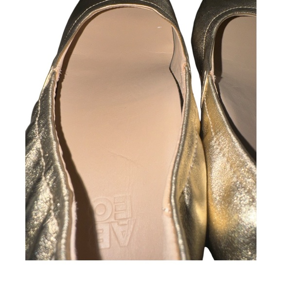 ABEO Tilly Gold Metallic Leather Slip On Ballet Flat Shoes Women Sz 8 - Picture 4 of 9